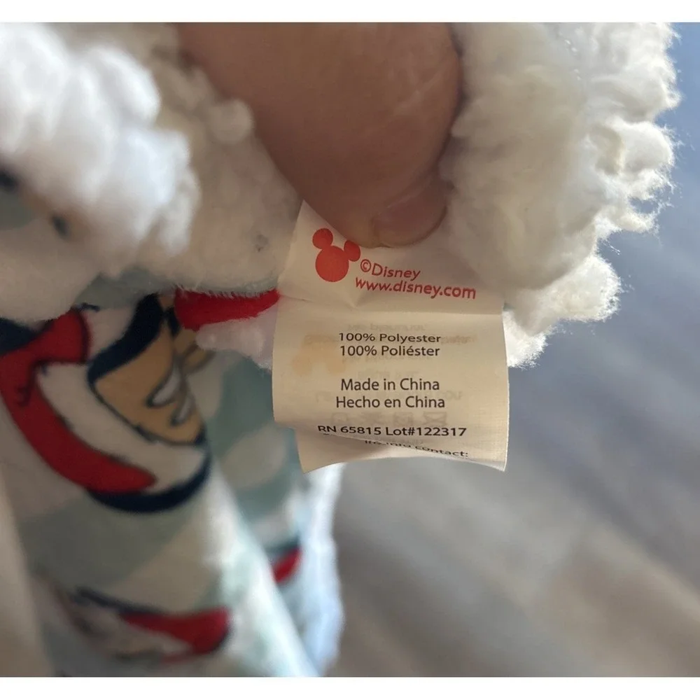 Disney Mickey Mouse Christmas Baby Blanket White Stripes Star Snowflakes Winter
